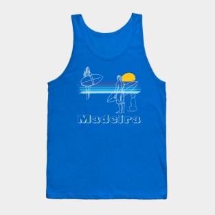 Madeira, Surfing Beach Surf Guy Girl with Dog Tank Top